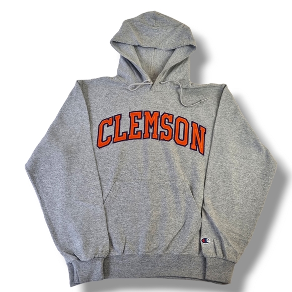 Champion Clemson Hoodie USA Hooded Sweatshirt Grey Embroidered Mens Size Small. - Picture 2 of 9
